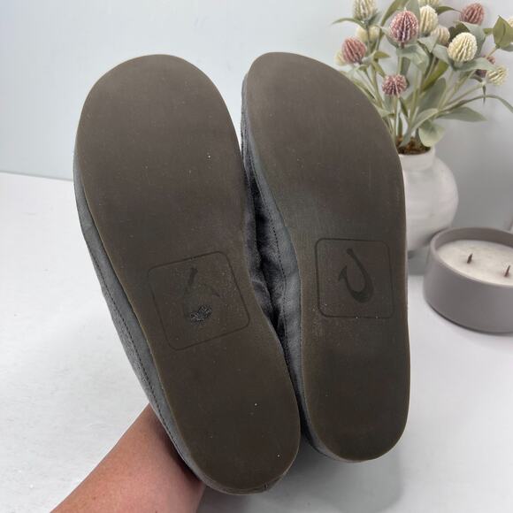 Olukai Moloa Hulu Loafer Slippers Fold Down Heel Soft Grey Wool 10411 Men's 12 - Picture 8 of 9